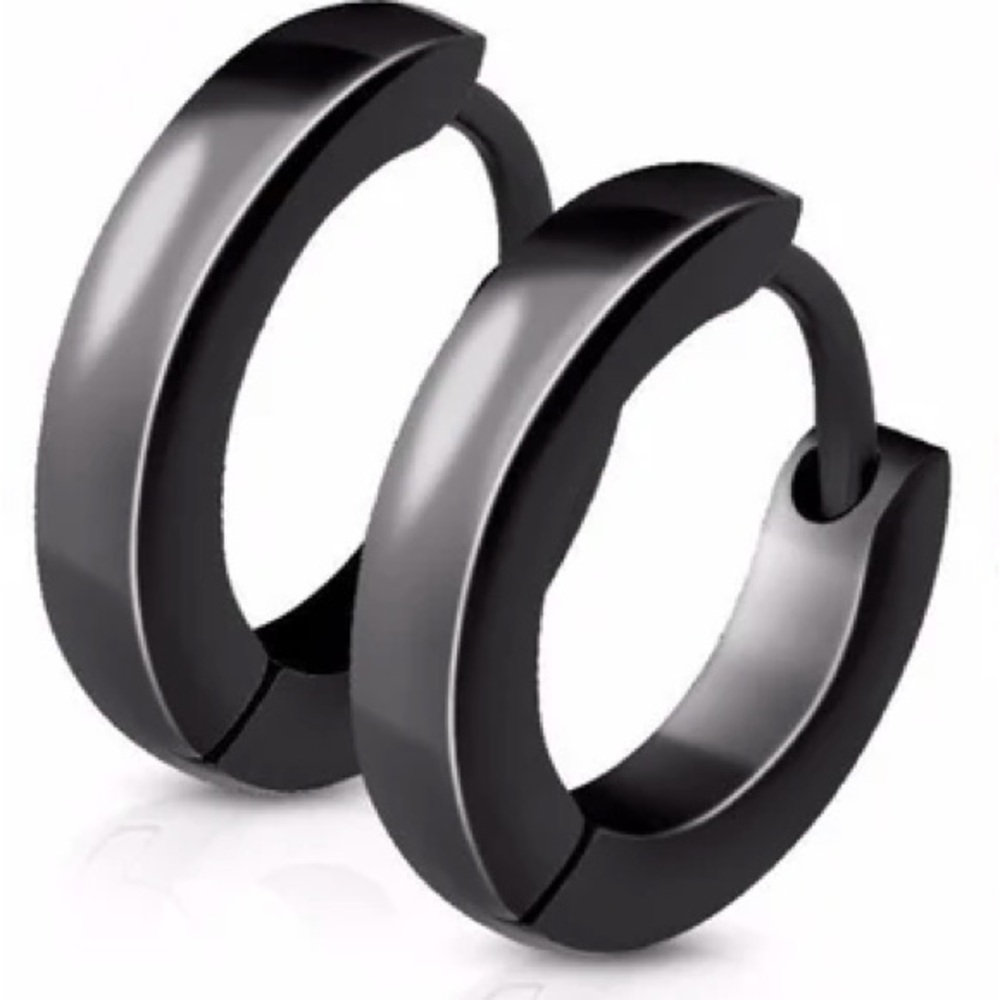 Sleek Black Hoop Earrings
